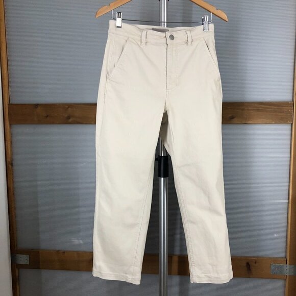 Everlane Cropped Straight Short Cuffed Hem Denim Jean in Bone‎ Sz 4 - Picture 3 of 16